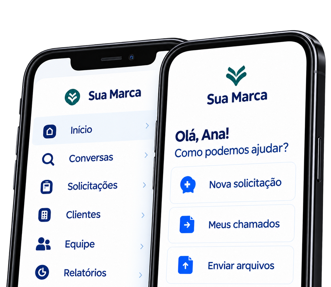 Telas do Píer Conecta com logotipo e identidade visual personalizados